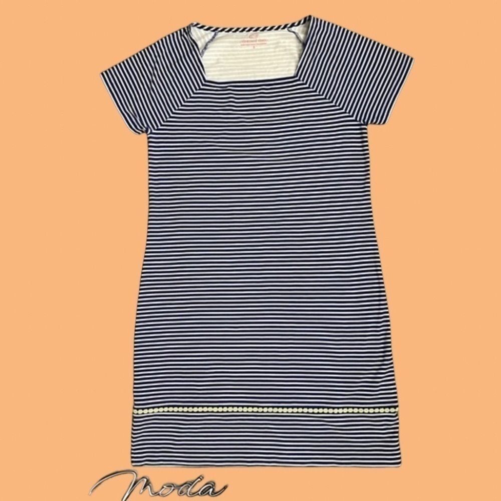 Vineyard Vines Striped blue and white Summer Short Sleeve Dress